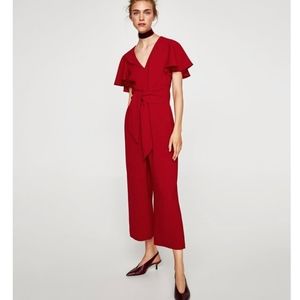 Tie front jumper apple red